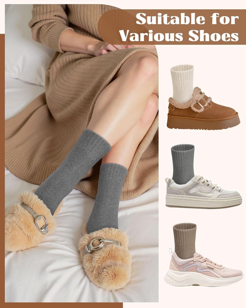 YSense Wool Socks for Women, Winter Boot Socks Stocking Stuffers Gifts for Women Warm Crew Hiking - Image 4